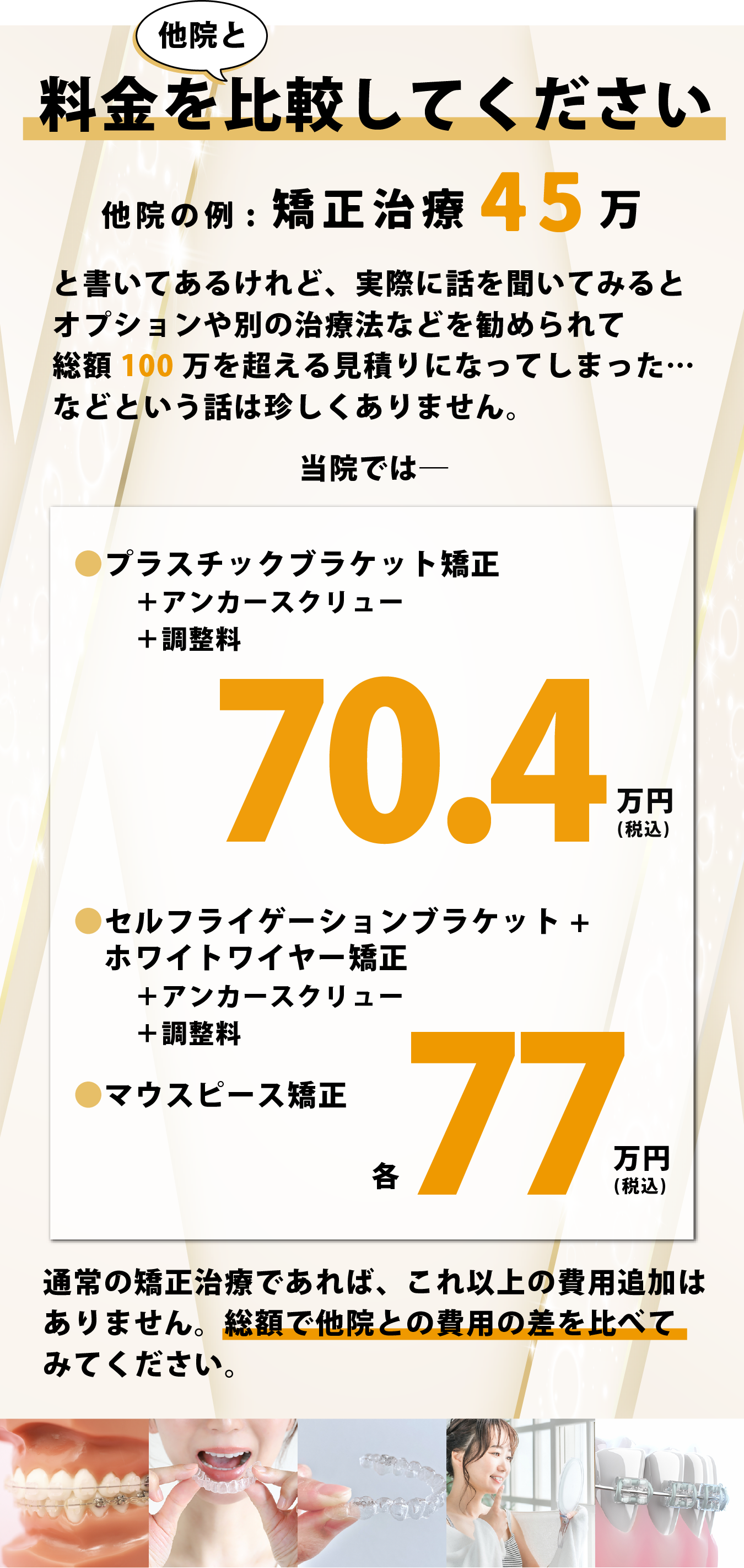 他医院と料金を比較してください。