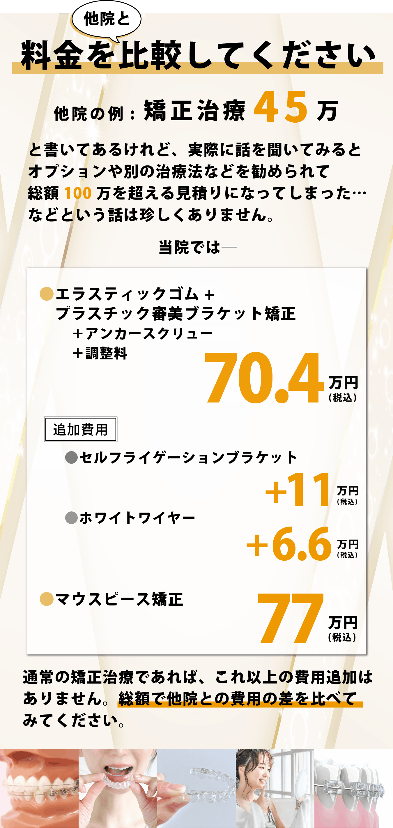 他医院と料金を比較してください。