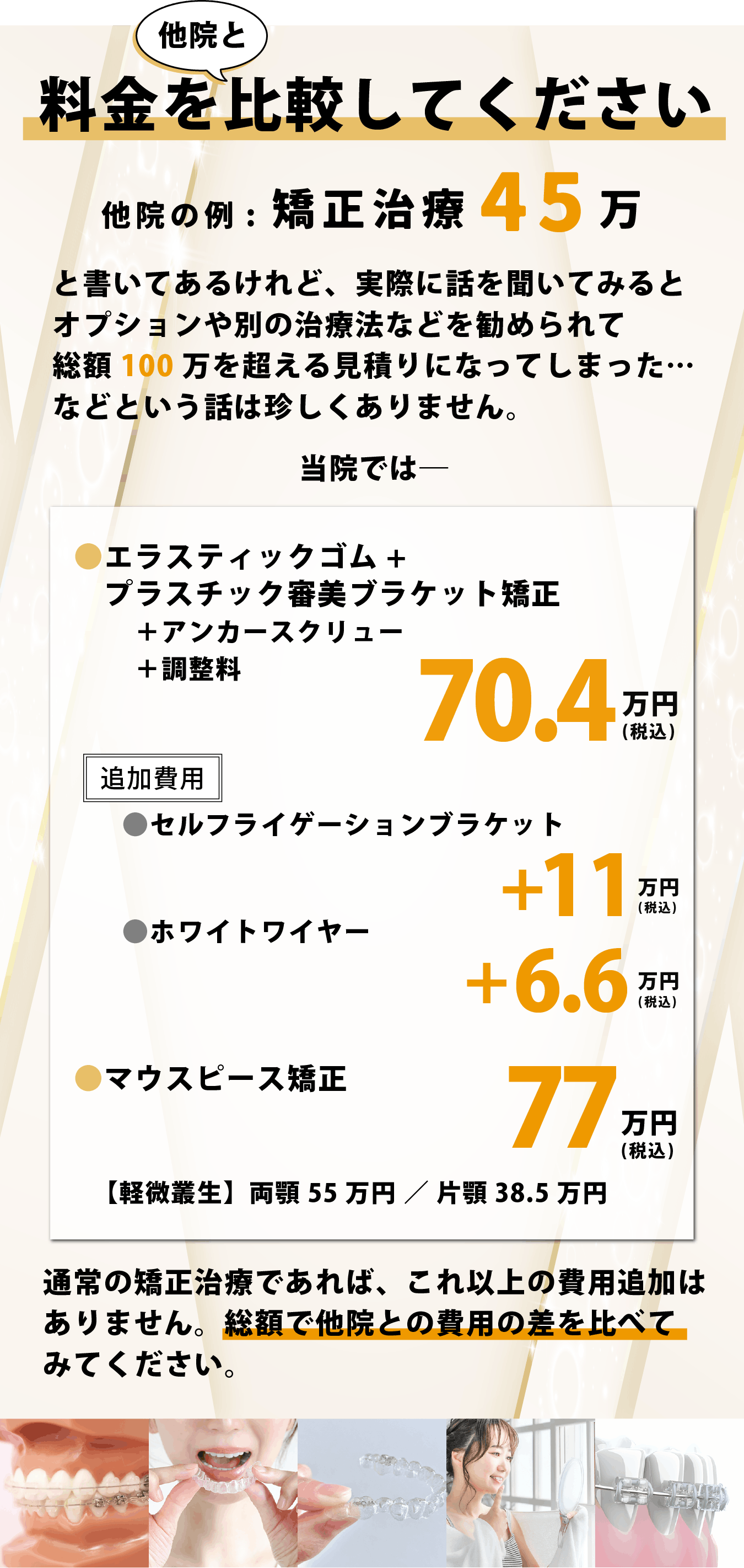 他医院と料金を比較してください。