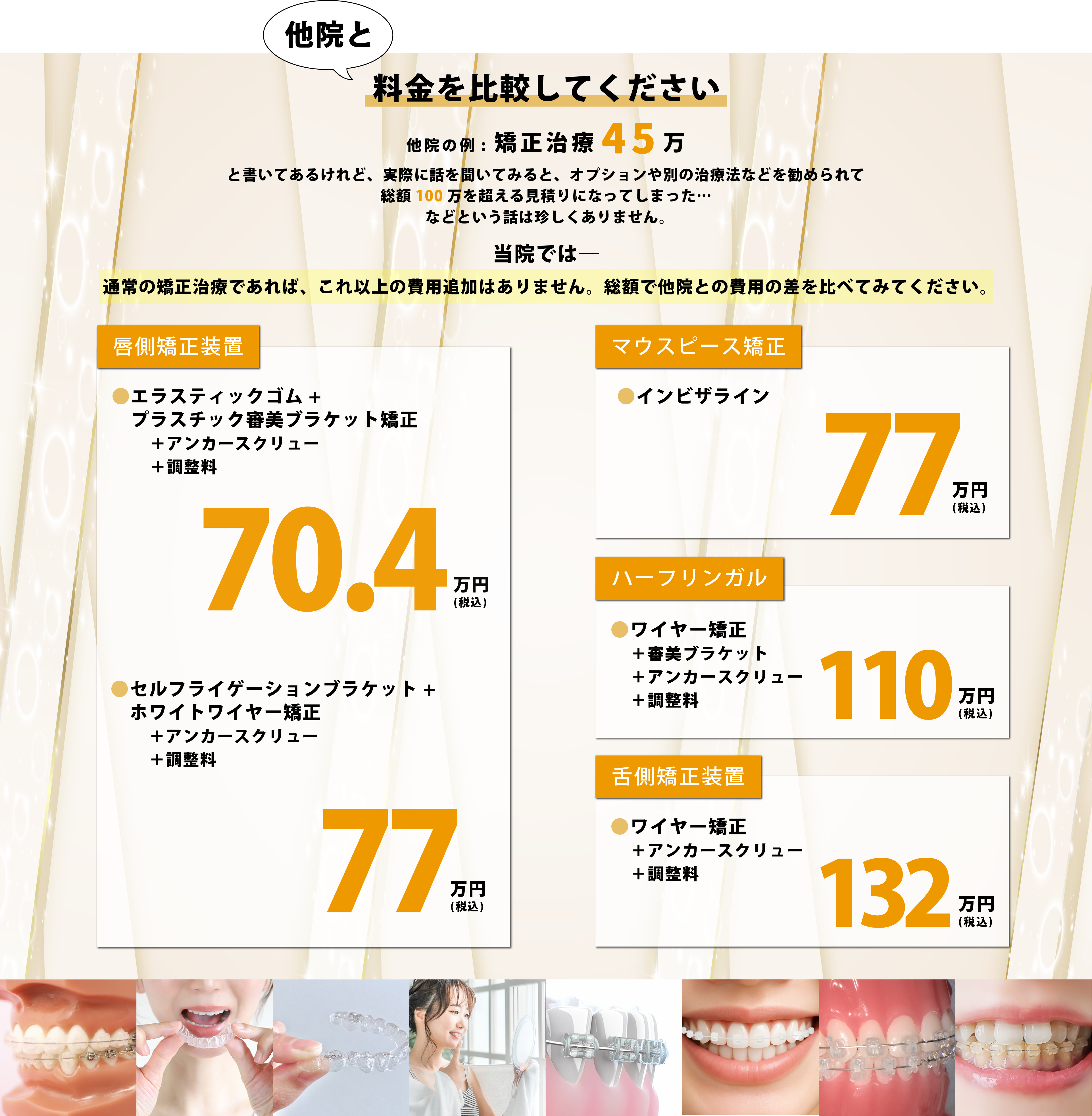 他医院と料金を比較してください。