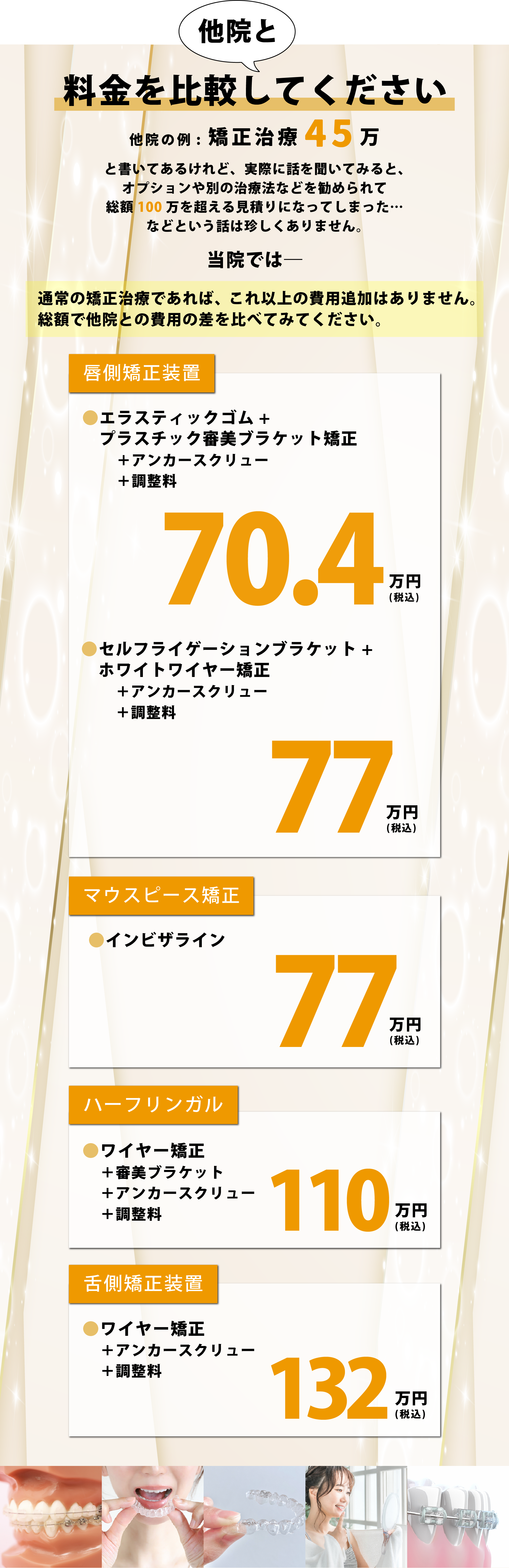 他医院と料金を比較してください。